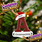 Personalized Initial Christmas Ornament – Custom Name & Year Resin Letter Decoration