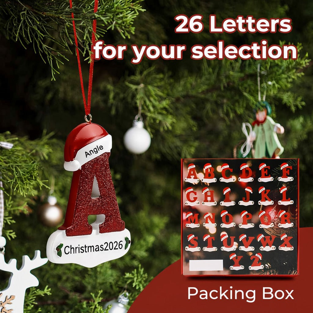 Personalized Initial Christmas Ornament – Custom Name & Year Resin Letter Decoration