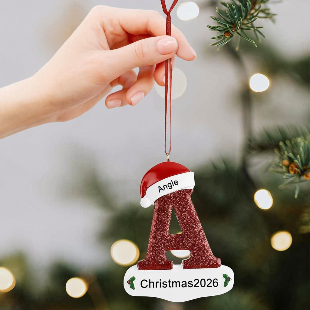 Personalized Initial Christmas Ornament – Custom Name & Year Resin Letter Decoration